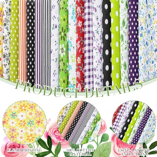 Tatuo 150 Pcs 4 × 4 Inch Cotton Fabric Squares Quilting, Vintage Floral - style: Vintage Floral
