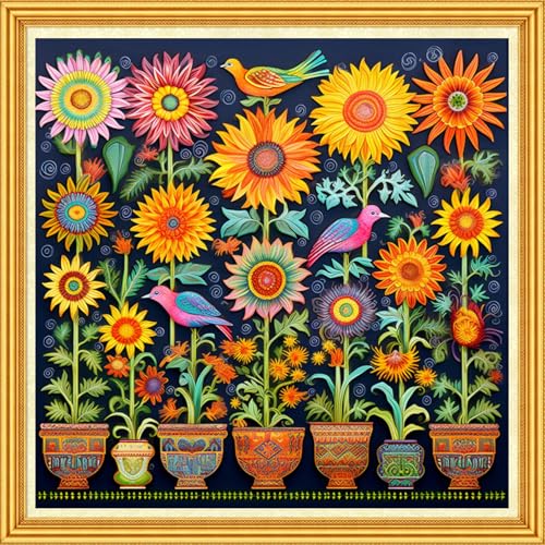 Foxhool Stamped Cross Stitch Kits,11CT Printed Cross Stitch Pattern Full Embroidery Kits for Beginner Needlepoint Kits-Magic Flower Bonsai 18x18 inch - color: Craftpatterns19