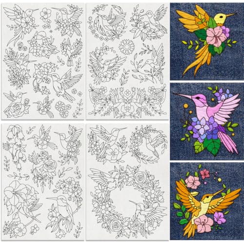 23Pcs Floral Hummingbird Water Soluble Hand Sewing Stabilizers - style: Hummingbird