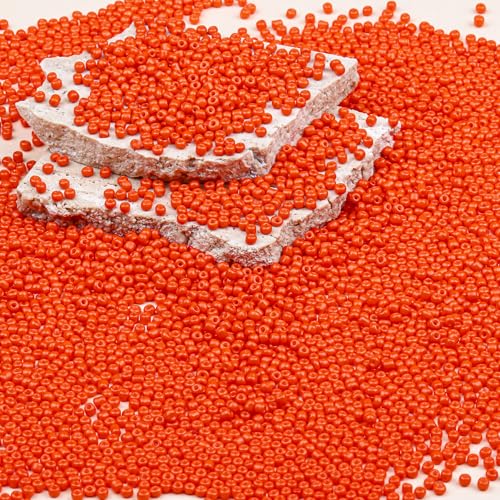 Legefo 4mm Glass Seed Beads Bulk, Orange 6/0 Small Mini Pony Seed Beads, Tiny Round Craft Bead for Bracelet Necklace Wrist Jewelry Making Beading Weaving DIY Crafts Supplies, 1000pcs - color: Orange