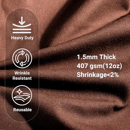 12oz Heavy Duty Cotton Canvas Fabric, Thickend Cotton Duck Cloth, 2 Yard - color: Brown, size: 2 Yards Pre-cut