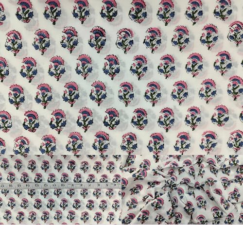 100% Cotton Fabric by the Yard, Hand Block Print Fabric for Sewing RB-180 - color: Rb-180 Pink, size: 5 Yard pre cut