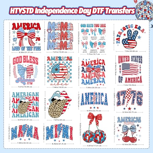 Independence Day Iron on Transfers Heat Transfer Vinyl 32pcs - color: Independence
