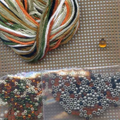 Squirrelly Beaded Counted Cross Stitch Ornament Kit Mill Hill 2012 Autumn Harvest MH18-2206