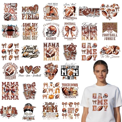 Rngmsi 30 Pcs Fall Dtf Transfers Ready to Press Heat Transfer Decals - style: Fall Football