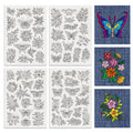 BENECREAT 4 Sheets 60PCS Stick and Stitch Embroidery Paper, Butterflies and Flowers Theme Stabilizer Water Soluble Hand Sewing for Carves, Shirts, Coats, Bags, Towels - color: Butterflies and Flowers