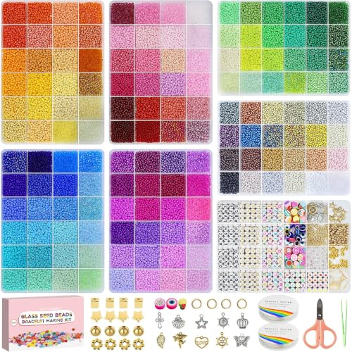 Redtwo 3mm Glass Beads for Jewelry Making, 45000PCS Bracelet Making Kit - size: 3mm-45000