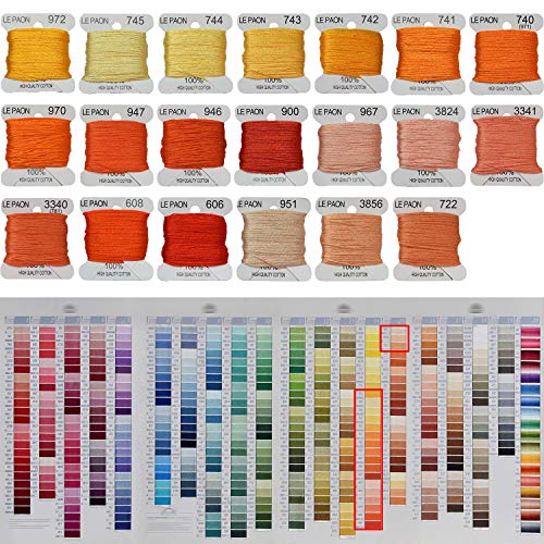 Premium Rainbow Color Embroidery Floss bobbins - Cross Stitch Threads - Friendship Bracelets Floss - Crafts Floss - 20 Bobbins Per Pack Embroidery Floss, Orange Gradient - color: 972-722