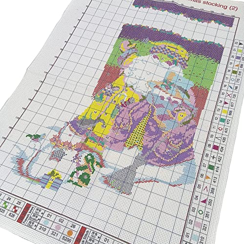 Howie's Needlepoint Cross Stitch Kits, 14CT Pre-Printed Pattern Needlepoint Kits, Full Range of Stamped Starter Kits (Christmas Stocking 2, 13.4 x 19.3 Inch) - color: Christmas Stocking 2