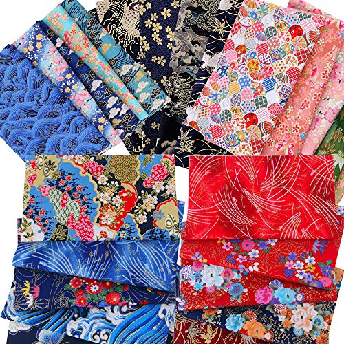 30pcs 8"x10"(20cm x 25cm) Blue Cotton Craft Fabric Bundle Squares Patchwork - color: Blue