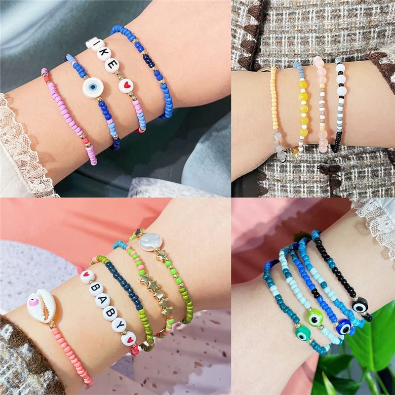 15 Color Glass Seed Tube Bugle Beads Bracelet Jewelry Making Kit,Black - color: black