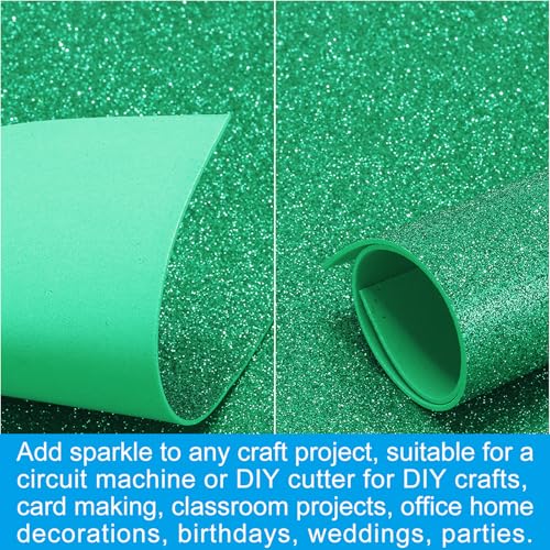 PATIKIL Dark Green Shiny EVA Glitter Foam Sheet 11.8 x 7.9 Inch 2mm Thick Sparkle EVA Glitter Felt for Crafts DIY Project, 5 Pcs - color: Dark Green