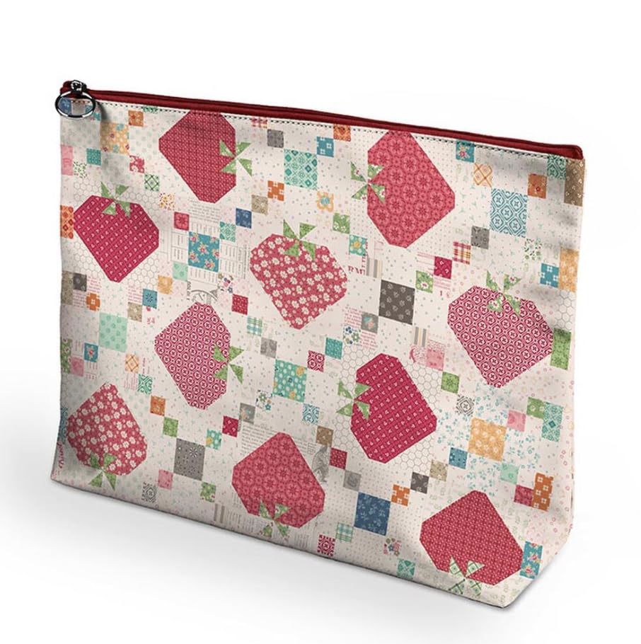 Riley Blake Farmer’s Daughter Vinyl Project Bag by Lori Holt of Bee in My Bonnet | 9" x 12" Zipper Pouch for Sewing, Crafts & Cosmetics