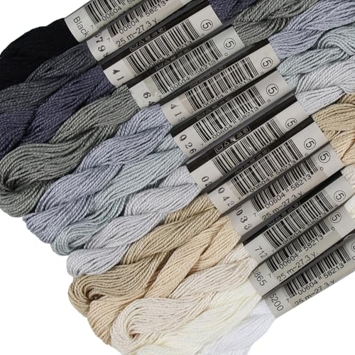 KCS 328 Yards(300 Meters) Mercerized Pearl Cotton Crochet Needlepoint Thread,Size 5, 12 skeins,Mixed Color 01 - color: 12color01, size: 12 skeins