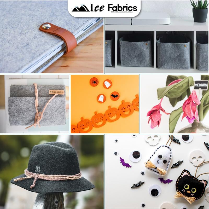 Ice Fabrics Craft Felt Fabric by The Yard - 72" Wide & 1.6mm Thick Acrylic Felt - Soft and Durable Charcoal Fabric for DIY Arts & Crafts, Decorations and More - 1 Yard Charcoal - color: Charcoal, size: 1 Yard