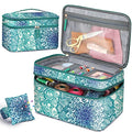 FINPAC Double-Layer Sewing Accessories Storage and Organizer Case Bag - color: Emerald Illusions