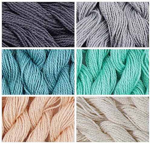 KCS 162 Yards(150 Meters) Mercerized Pearl Cotton Crochet Needlepoint Thread,Size 5,6 skeins,Mixed Color 16 - color: 6color16, size: 6 skeins