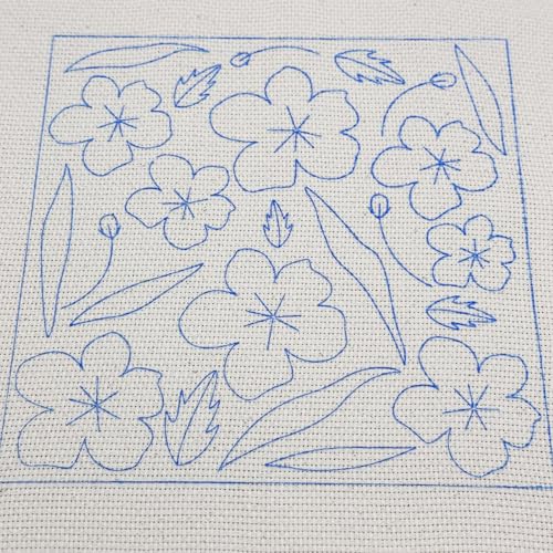 Allazone Punch Needle Embroidery Kit Frame - Square Fabric with Flower Pattern, Hoop, Yarns, Punch Needle (Pink and White) - color: Pink and White