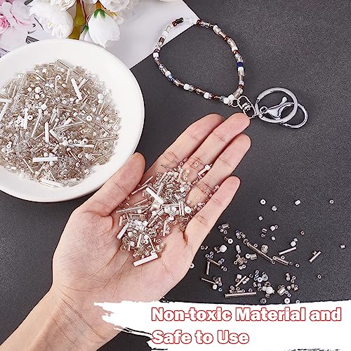 Ornaland Glass Bugle Beads Tiny Long Tube Seed Beads Bulk, White, 30g - color: White