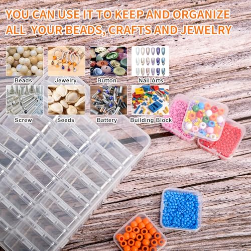 Bead Organizer Box, 30pcs Small Clear Plastic Storage Containers, Craft Storage Box Features Hinged Lid and Labels, Mini Boxes for Bracelets, Jewelry, Diamonds, Clay Beads, Screws, Seeds, Small Parts - size: 1 Pack 30 Pcs