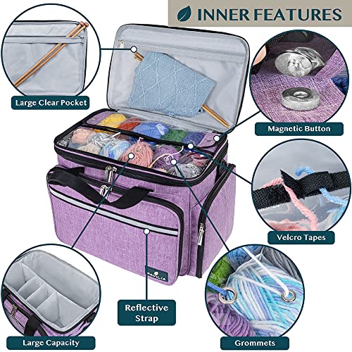 PAVILIA Knitting Yarn Storage Bag Crochet Organizer for Knitter, Purple - color: Heather Purple
