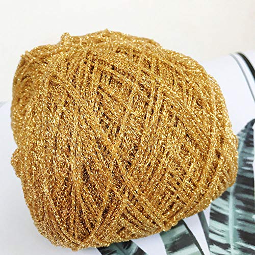 860yd Gold Lurex Thread 3.52oz Shining Glitter Sparkle Metallic Yarn DIY Fancy Crochet Project String Knitting Sweater Scarf Accessory 3mm Thick Golden