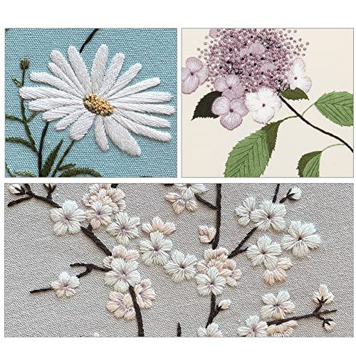 Silentsea 3 Sets of Starter Kits for Embroidery Beginners, Including 3* Embroidery Cloth with Patterns, Hoop, Needle, Manual and Other Manual DIY Tools Needed for Embroidery - color: multicolor