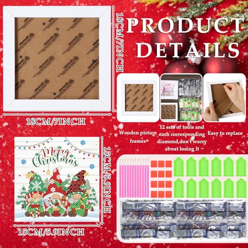 Trandraft 13 Pcs Gnomes Holiday Small Diamond Art Kits for Adults Craft - style: Gnome