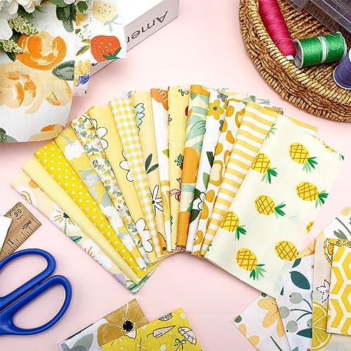 Ganeen 500 Pcs Cotton Fabric Squares Precut for Quilting,Yellow Floral - color: Yellow Floral