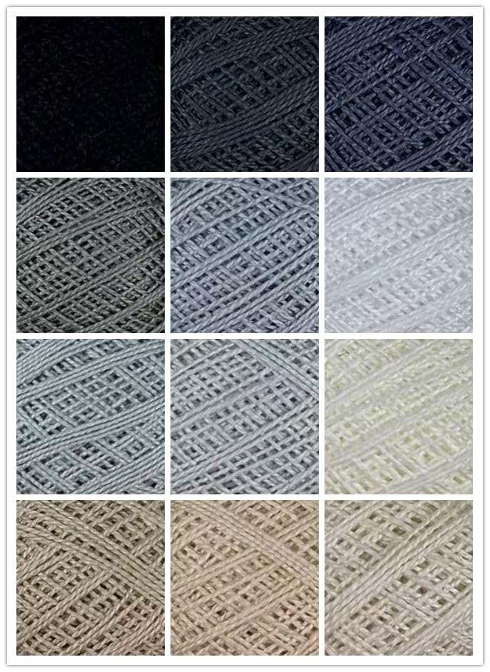 KCS Mercerized Pearl Cotton Thread Size 8 Crochet Needlework Embroidery Threads Ball (12, 12balls01) - color: 12balls01