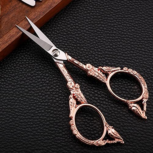 YOUGUOM Sewing Embroidery Scissors, Small Craft Shears with Cover - color: Rose Gold