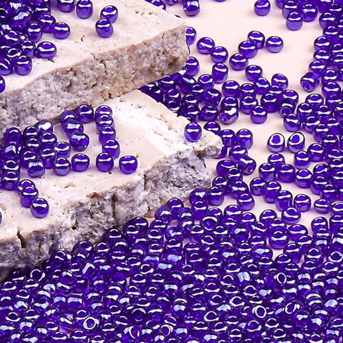 10150pcs 2mm Glass Seed Beads Bulk, 12/0 Mini Small Round Bead for Jewelry Making Tiny Craft Glass Seed Beads for Jewelry Making Bracelet Wrist Necklaces(Metallic Blue) - color: Metallic Blue