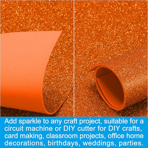 PATIKIL 2mm(1/10") Thick Non Adhesive Glitter Foam Sheet 16x24inch(40x60cm) Orange, EVA Shiny Foam Board for Craft, 6 Pcs - color: Orange