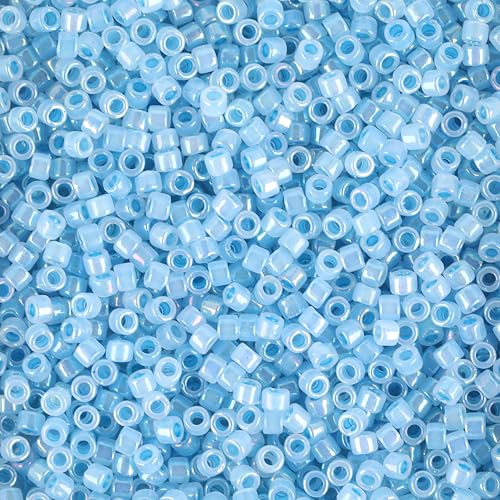 Miyuki Delica Seed Beads - color: DB1761 - Sparkle Sky Blue Lined Opal AB