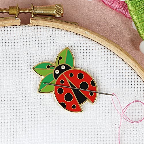 Caterpillar Cross Stitch Ladybug Magnetic Enamel Needle Minder - for Cross Stitch, Sewing, Embroidery and Needlework Accessories