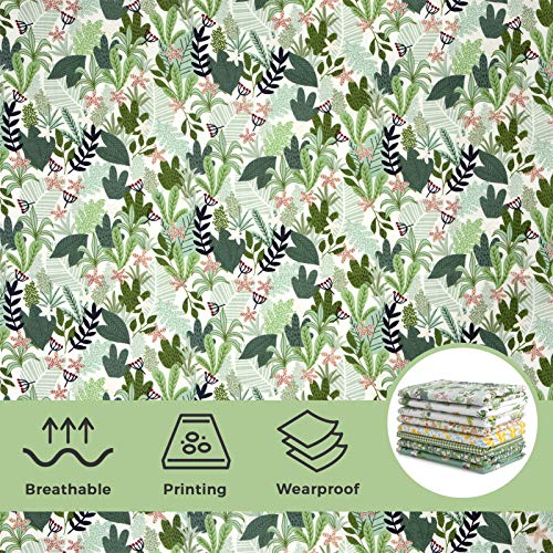 Aubliss 8pcs Fat Quarter Fabric Bundles 20'' x 20'' Cotton Craft Fabric - color: Green Floral