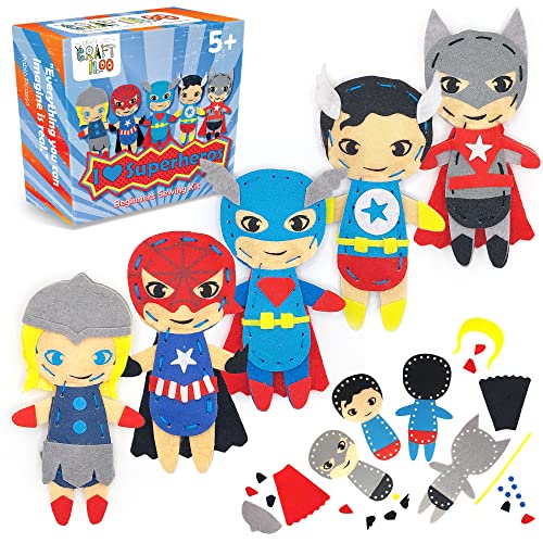 Superhero Sewing Kit for Little Kids - 5 Easy Felt Beginner Projects - color: Superhero Kit