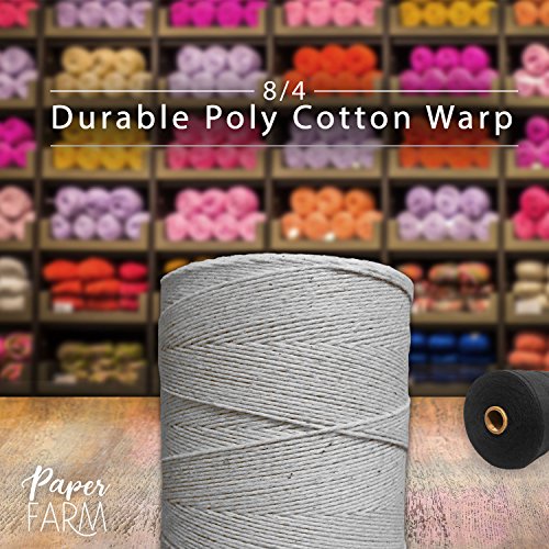 Durable Loom Warp Thread (Gray), 8/4 Warp Yarn (800 Yards), Perfect for Weaving: Carpet, Tapestry, Rug, Blanket or Pattern - Warping Thread for Any Loom - color: Gray