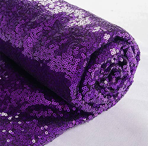 ShiDianYi 15 Feet Purple Sequin Fabric - 5 Yards Glitter Mesh Material for Dress, Backdrop - color: Purple, size: 5 Yard