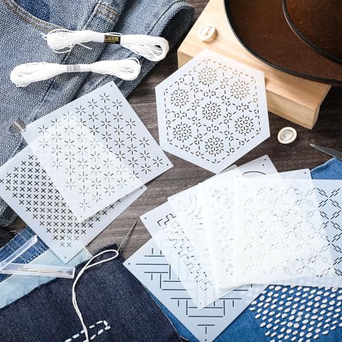 Yousoontic 24 Sashiko Stencil Kit, 4.7" Plastic Templates, Classic - style: Classic