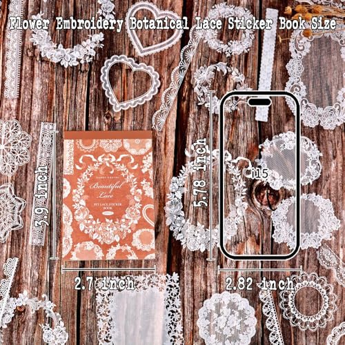 Lace Stickers for Scrapbooking, 30 Sheets Scrapbook Stickers Book for Wedding Invitations, Bridal Scrapbook Supplies, Transparent PET Stickers for Junk Journaling, Exquisite Lace Themed - color: Exquisite Lace