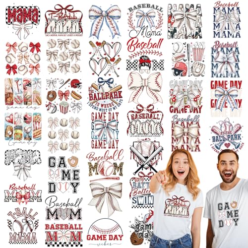 Tellingyou 36 Sheets Baseball Iron on Transfers Baseball Dtf Ready to Press - style: Baseball