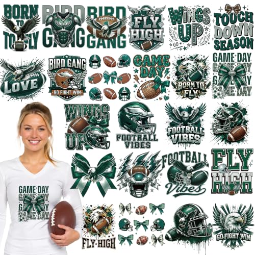 Dazoratix Green Football Iron on Transfers - 24 Sheets DTF Ready to Press - style: Green Football