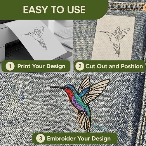 HBI Sticky Wash Away Printable Stabilizer Sheets, 8.5 x 11 in, 12 Pack - size: 12pcs 8.5”x12