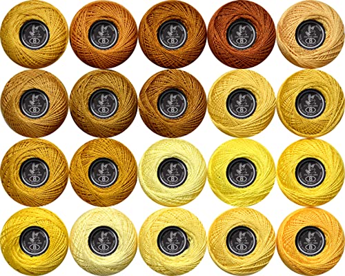 Soft 20 Colors Classic Crochet Thread 20 Pack,100% Cotton (Dark Topaz-728-725) - color: Dark Topaz Series