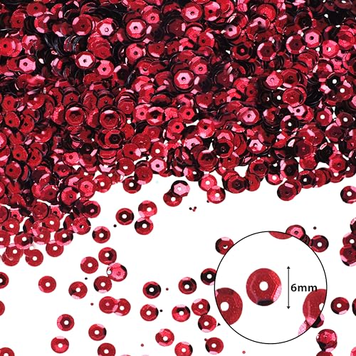 Mandala Crafts 6mm Cup Round Burgundy Sequins for Sewing Embroidery - color: Burgundy, size: 6mm Cup Sequins