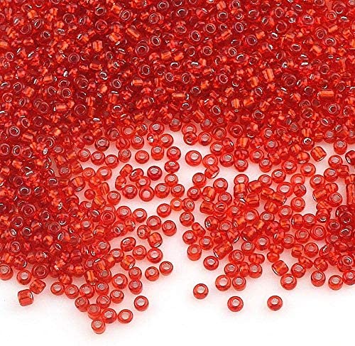 Perlin Glass Seed Beads 2mm 11/0 Round Mini Small Pony Beads 6500pcs for Making Earrings Bracelets Pendants Waist Jewelry DIY Handmade Silver Lined Color Kit (Red) - color: Red