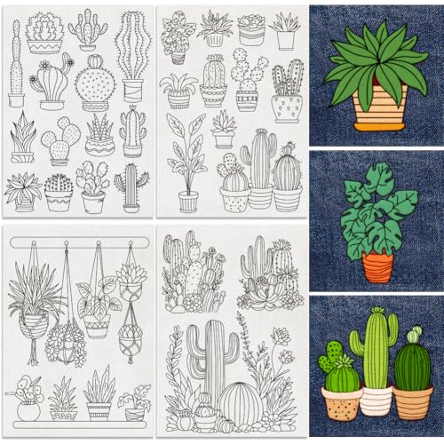 30Pcs Bonsai Cactus Water Soluble Hand Sewing Stabilizers - style: Bonsai Cactus