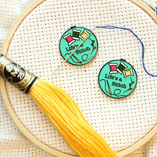 Life's a Stitch Embroidery Hoop Enamel Needle Minder