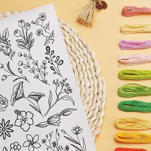 Patemby 100Pcs Embroidery Pattern Water Soluble Embroidery Stabilizers, Stick and Stitch Embroidery Paper Wash Away with Pre-Printed Pattern Design Stencils Transfer for Hand Sewing Lover Beginner - color: Flower, Pack of 2